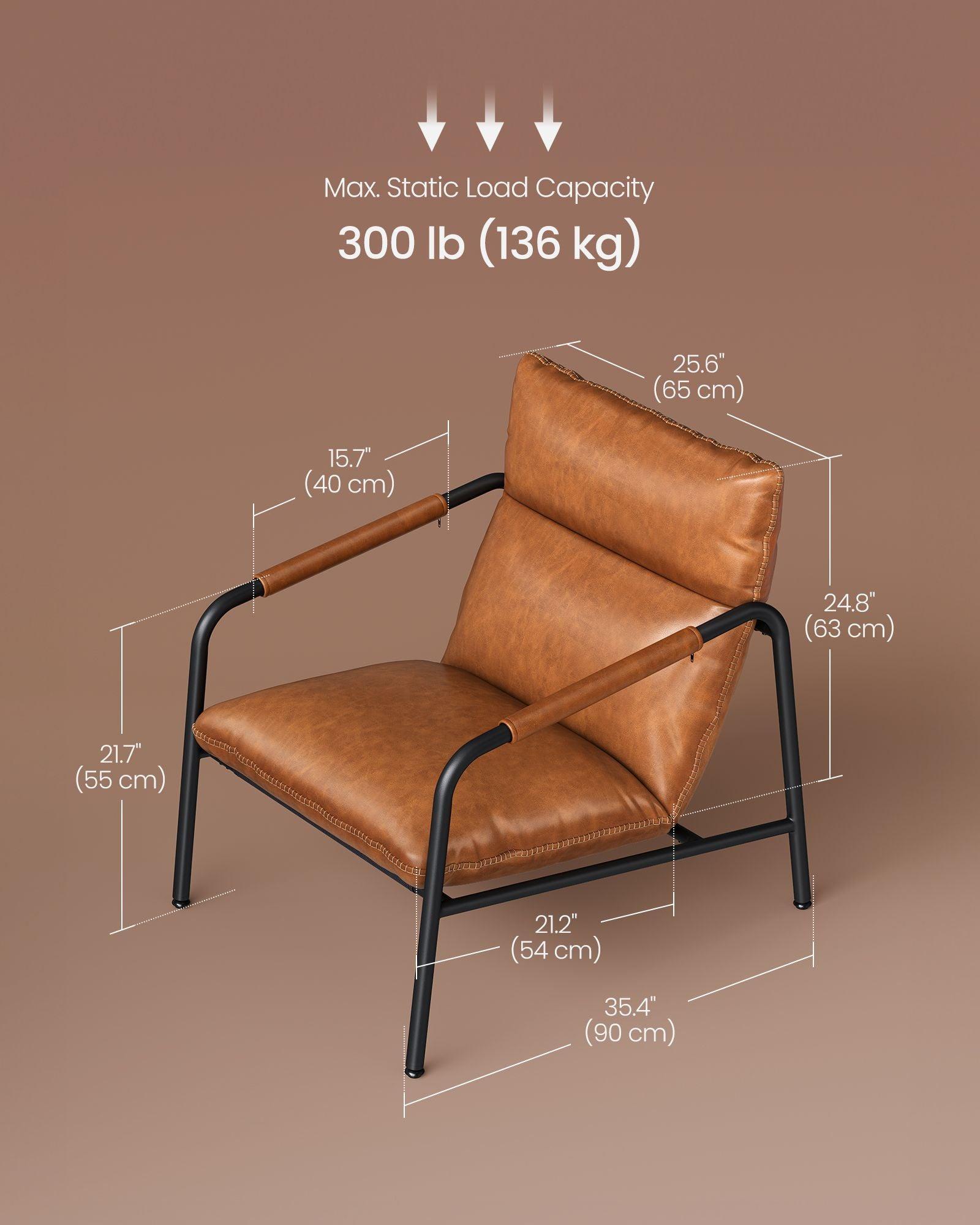 EKHO Collection - Accent Chair with Sleek Frame, Caramel Brown FredCo