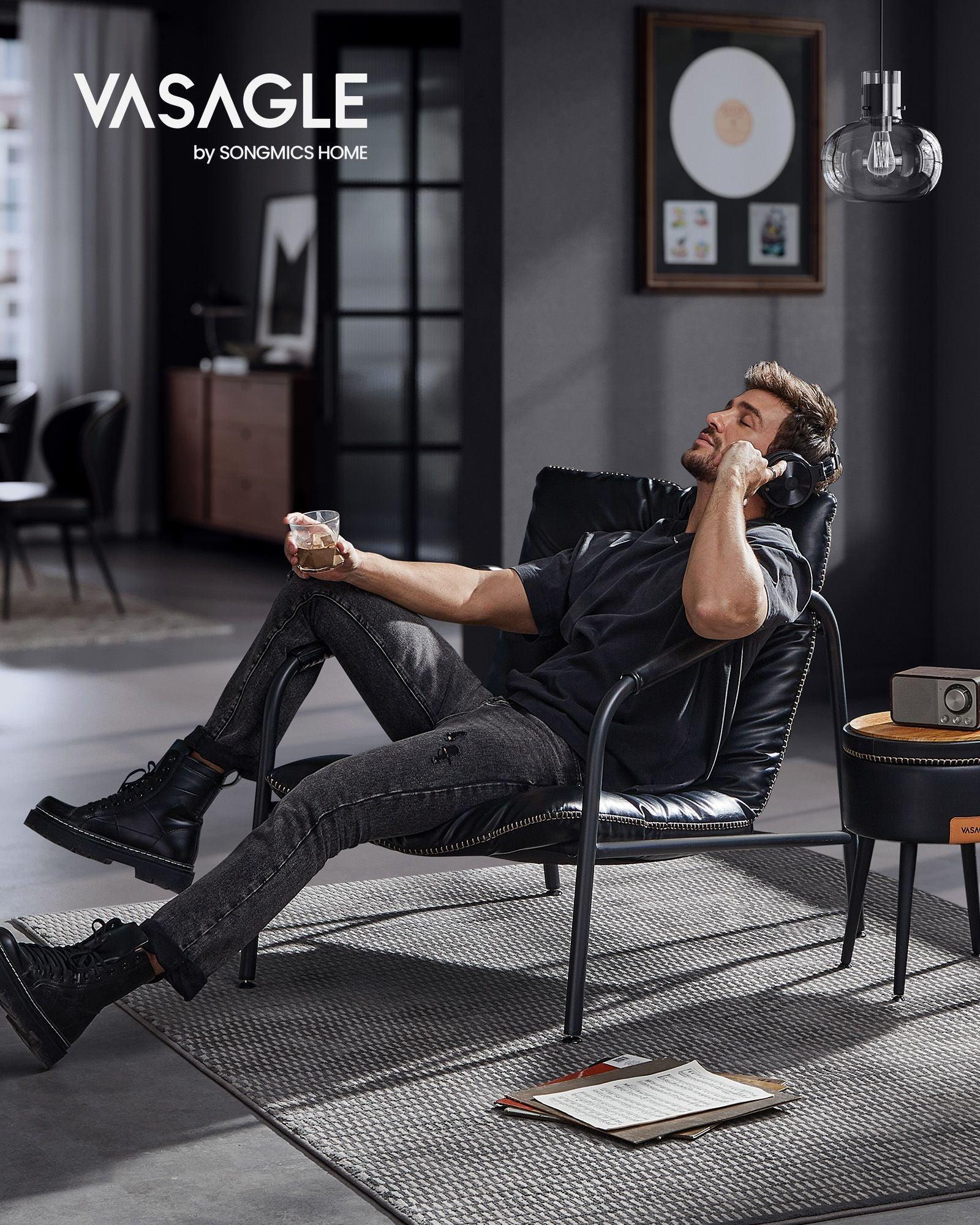 EKHO Collection - Accent Chair with Sleek Frame, Ink Black FredCo