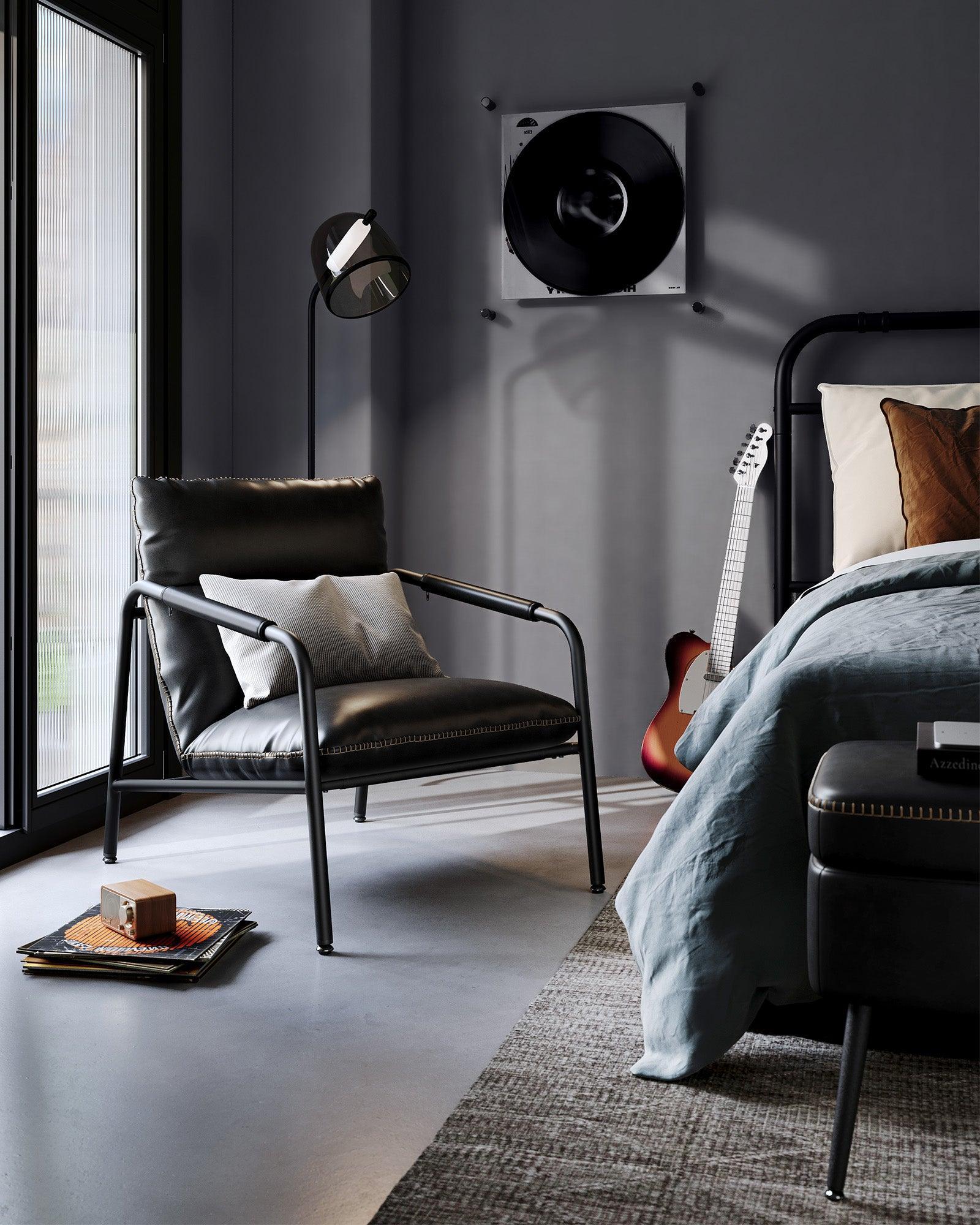 EKHO Collection - Accent Chair with Sleek Frame, Ink Black FredCo