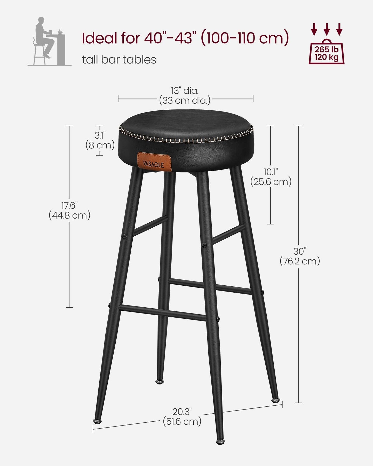 EKHO Collection - Bar Stools Set of 2, Ink Black FredCo