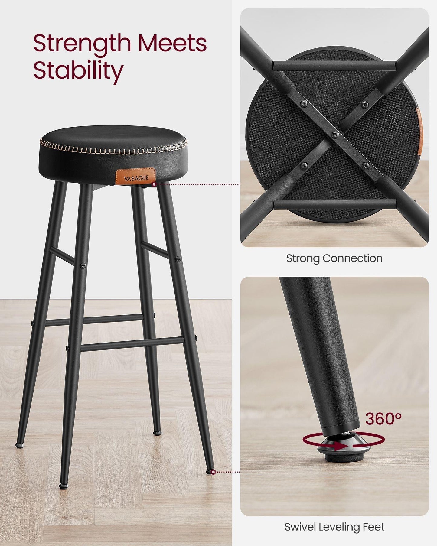 EKHO Collection - Bar Stools Set of 2, Ink Black FredCo