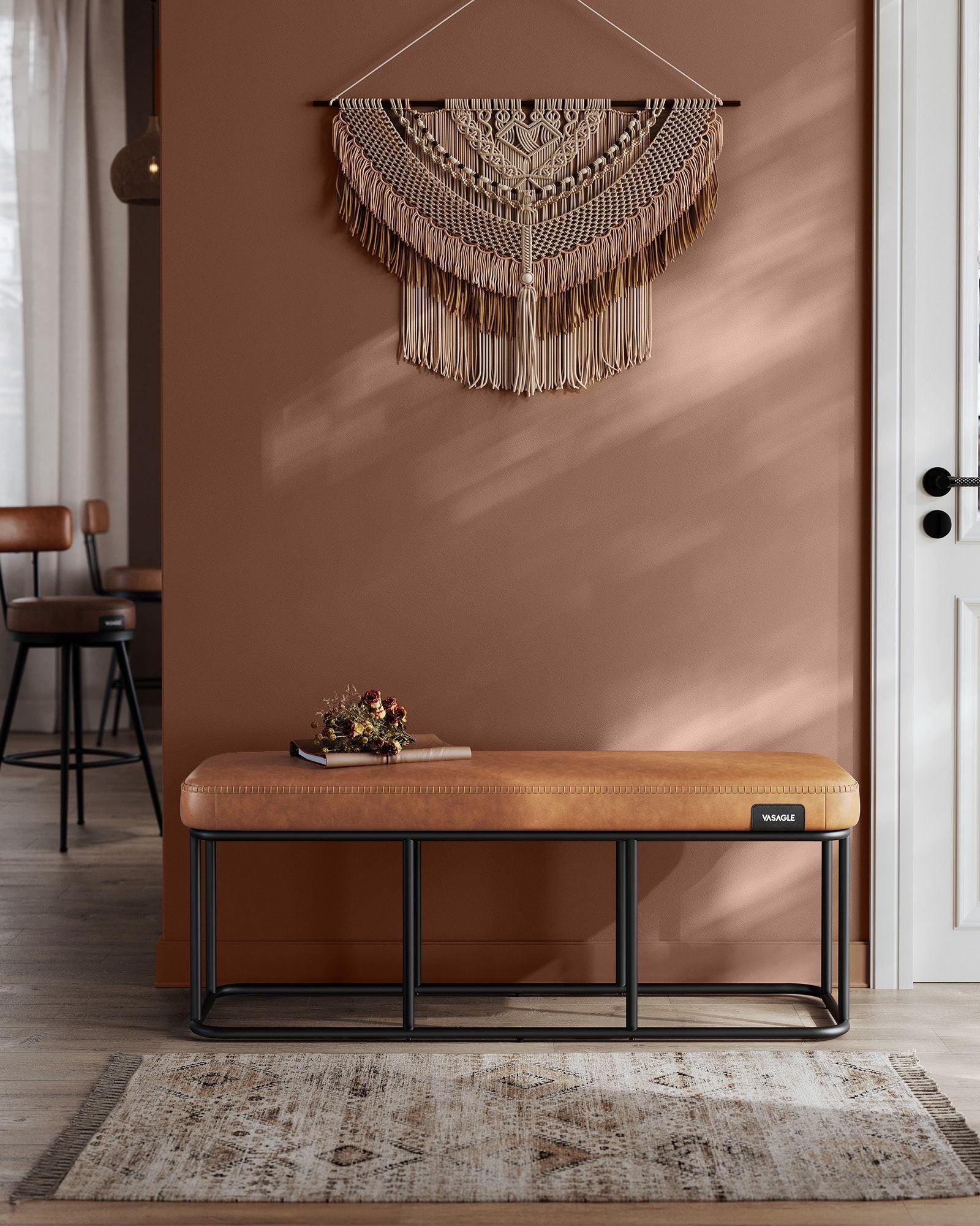 EKHO Collection - Bench for Entryway Bedroom, Caramel Brown FredCo