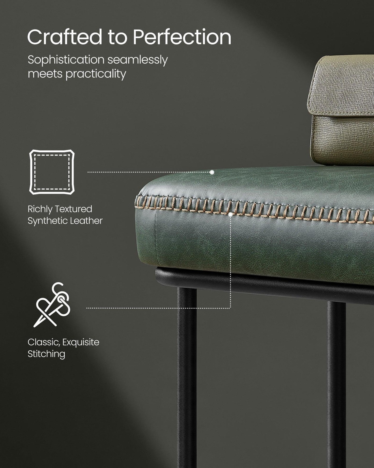 EKHO Collection - Bench for Entryway Bedroom, Forest Green FredCo