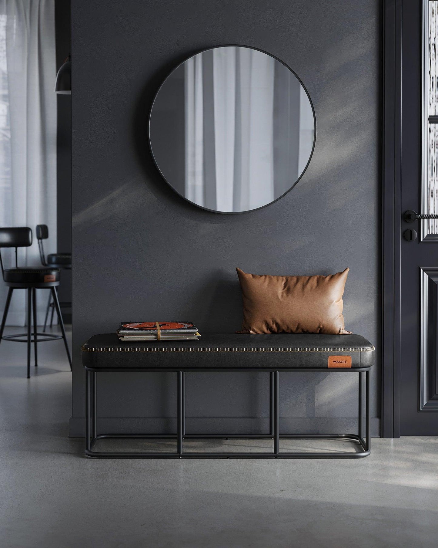 EKHO Collection - Bench for Entryway Bedroom, Ink Black FredCo