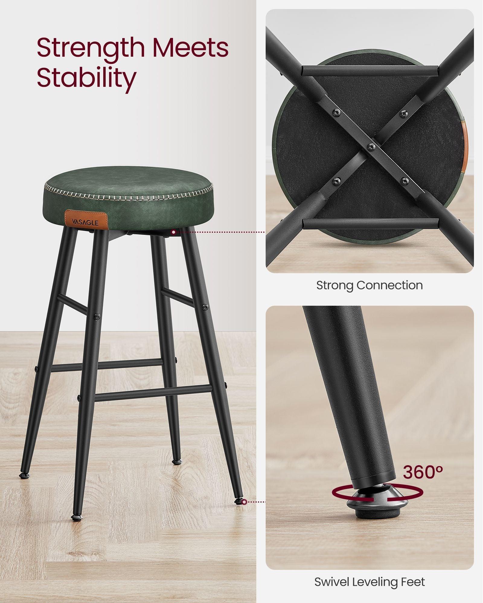 EKHO Collection - Counter Stools Set of 2, Forest Green 24.8” FredCo