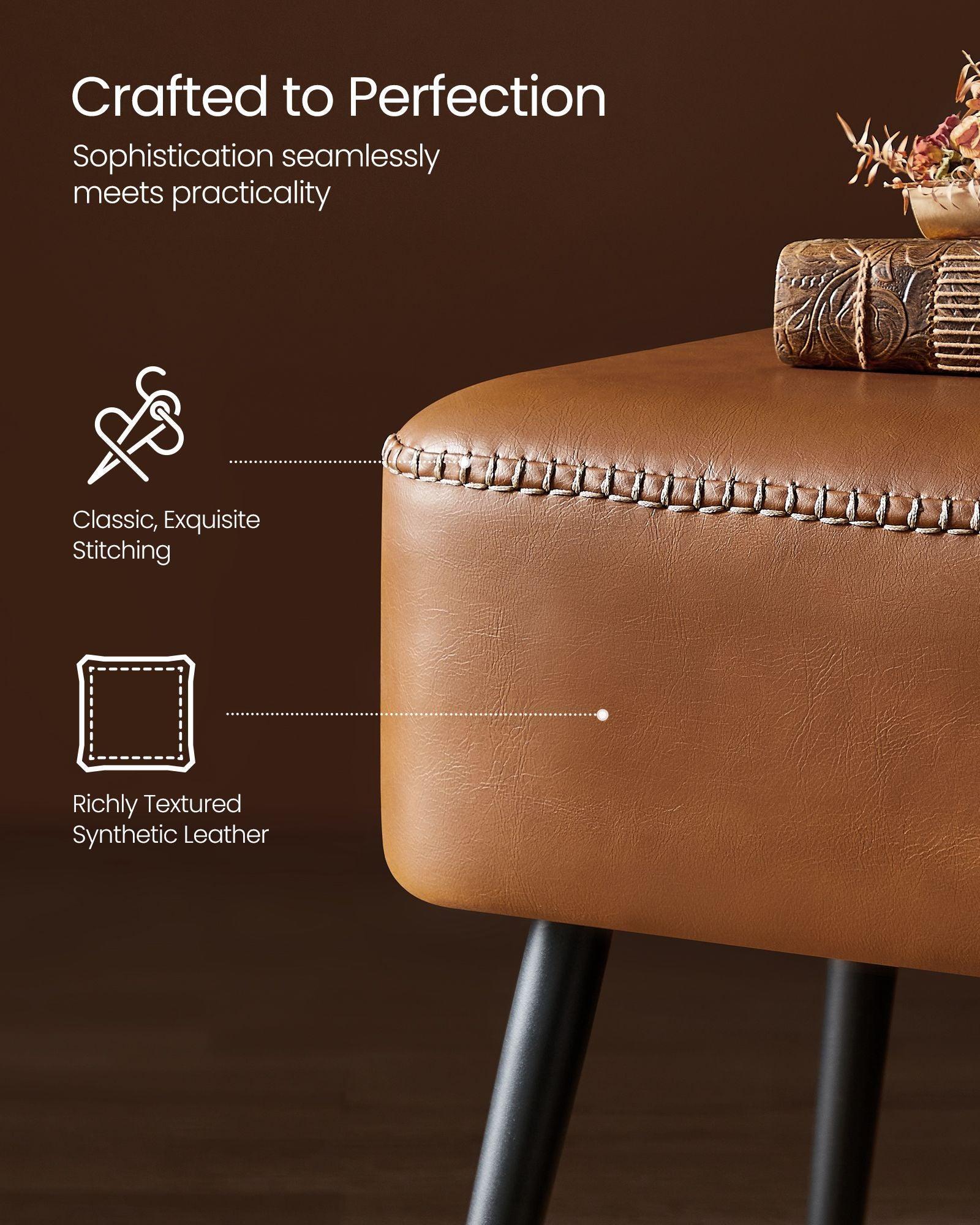 EKHO Collection - Ottoman Bench with Steel Legs Caramel Brown FredCo