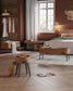 EKHO Collection - Ottoman Bench with Steel Legs Caramel Brown FredCo