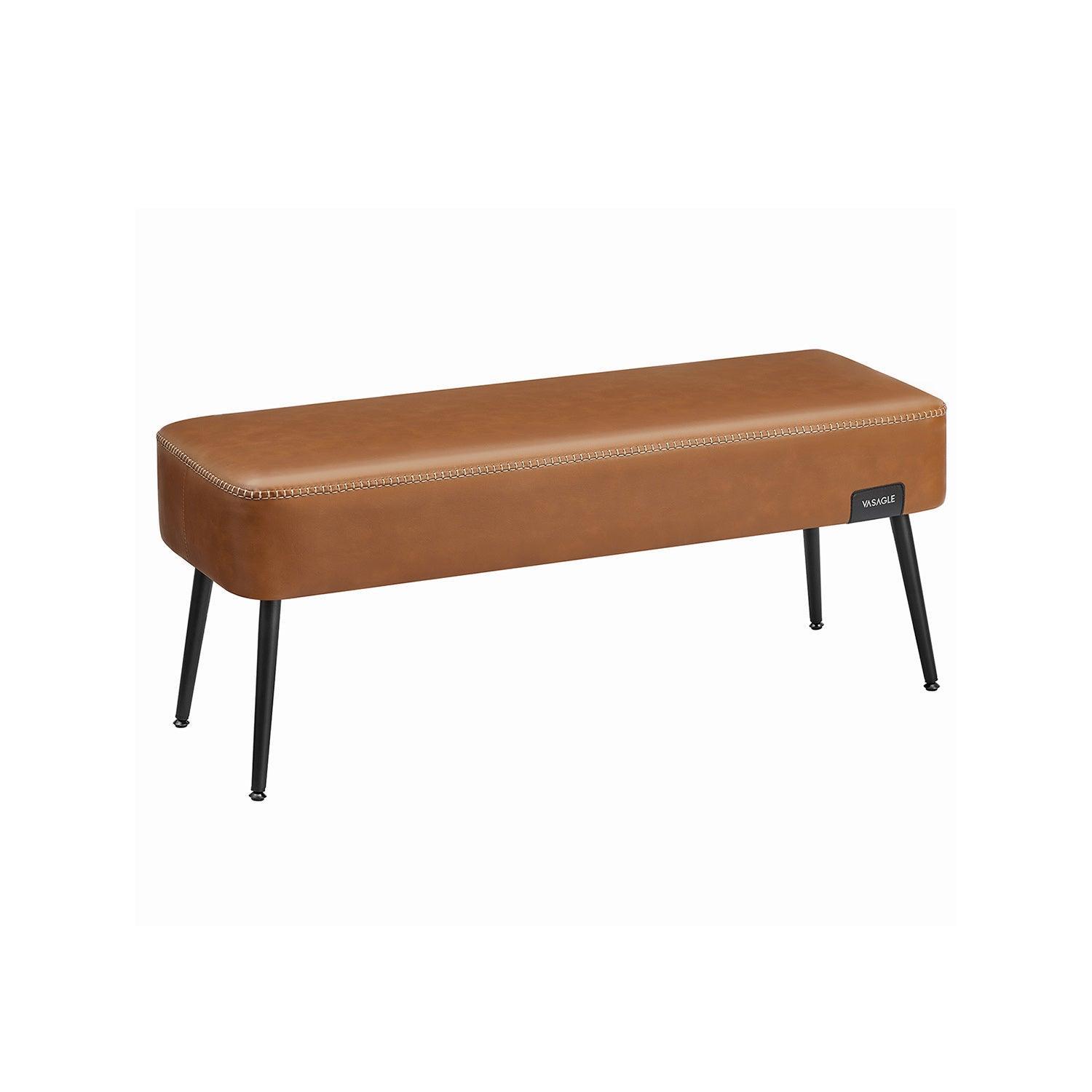 EKHO Collection - Ottoman Bench with Steel Legs Caramel Brown FredCo