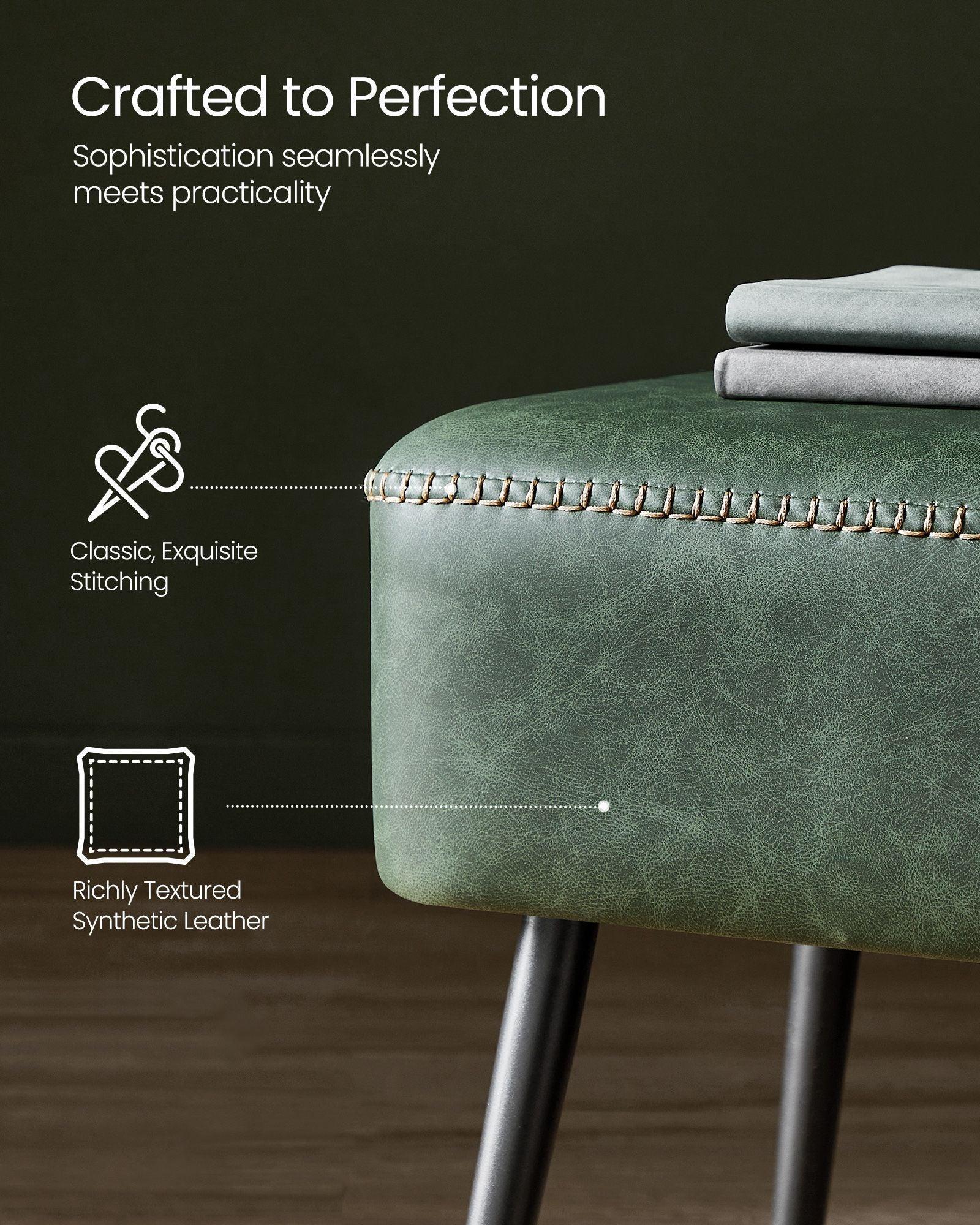 EKHO Collection - Ottoman Bench with Steel Legs Forest Green FredCo