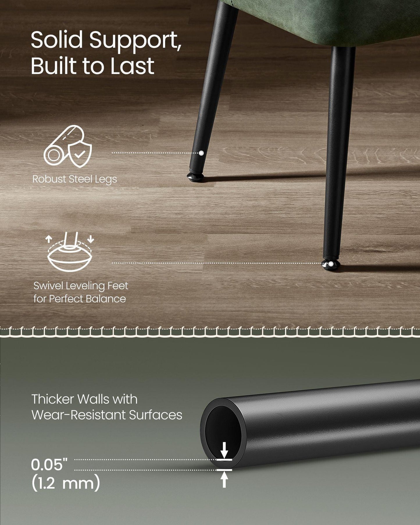 EKHO Collection - Ottoman Bench with Steel Legs Forest Green FredCo