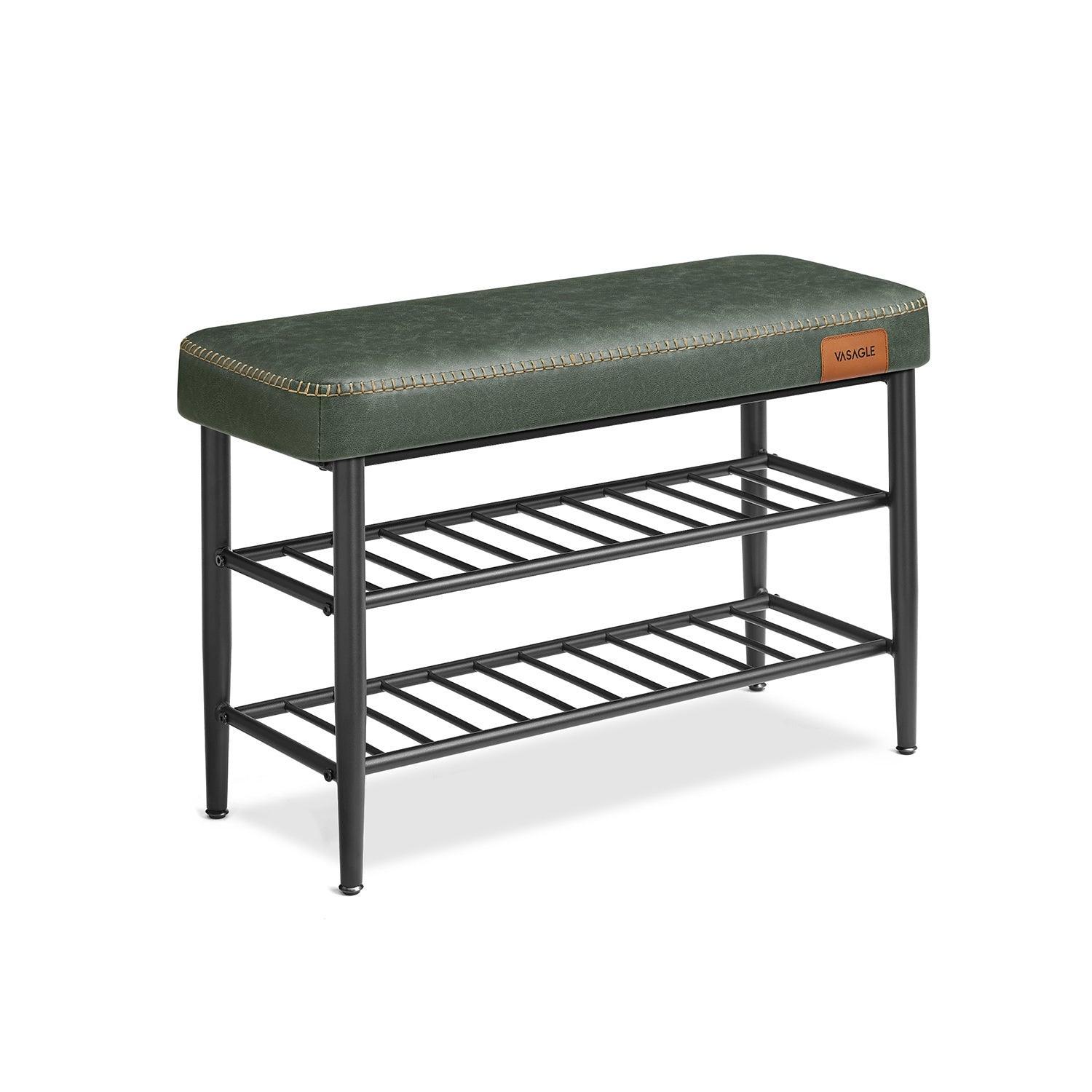 EKHO Collection - Shoe Bench with Metal Shelves, Forest Green FredCo