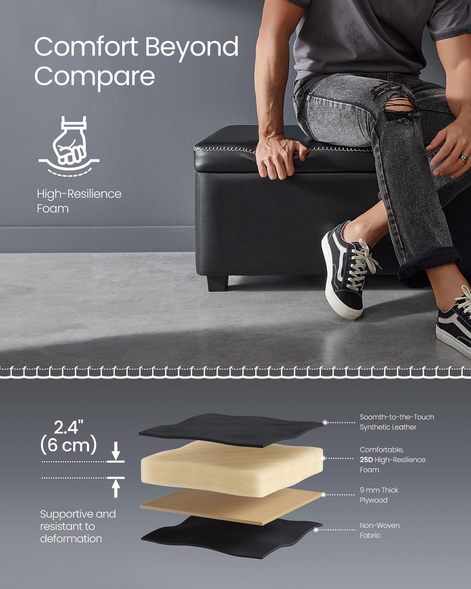 EKHO Collection - Storage Ottoman Bench, Ink Black FredCo