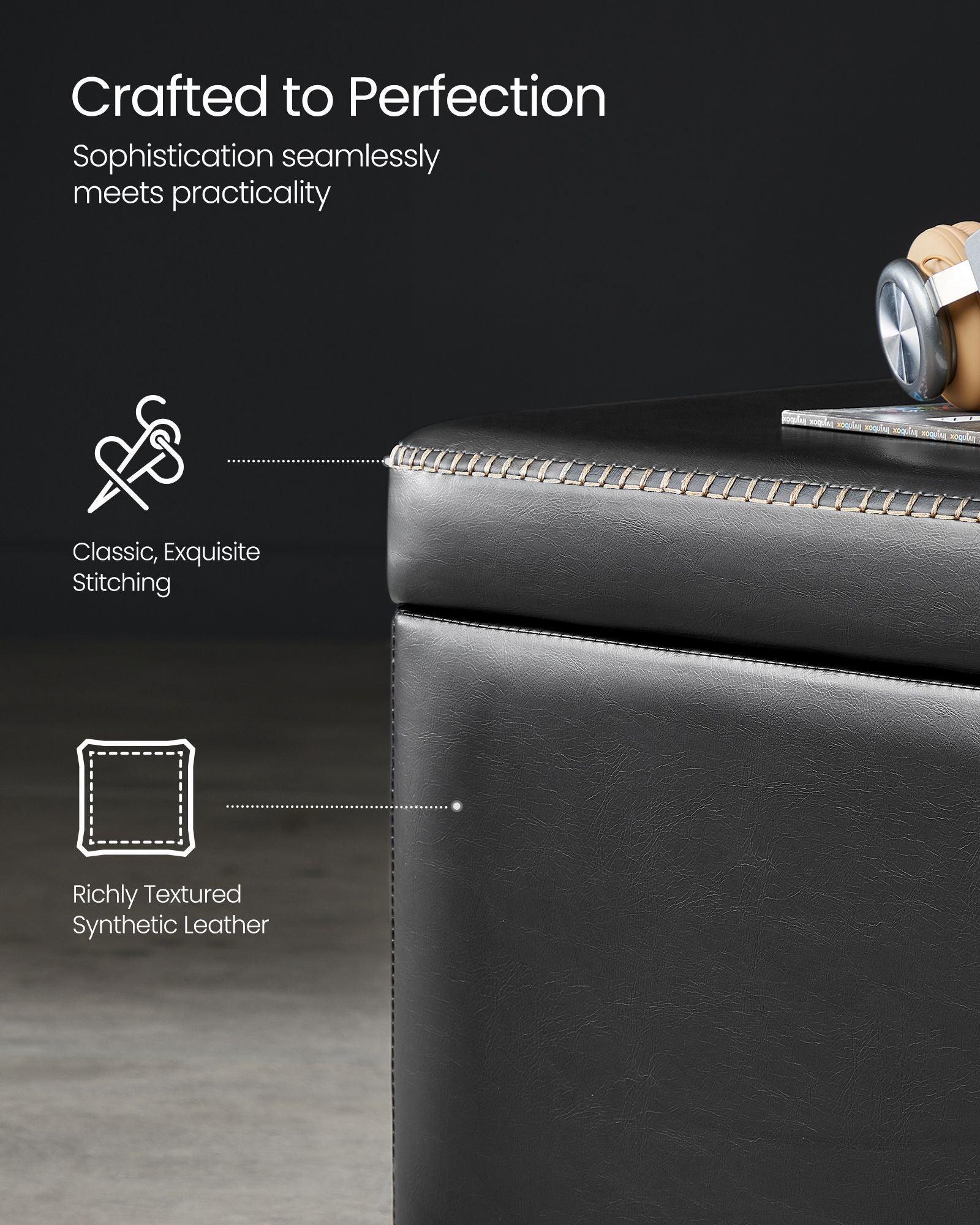 EKHO Collection - Storage Ottoman Bench, Ink Black FredCo