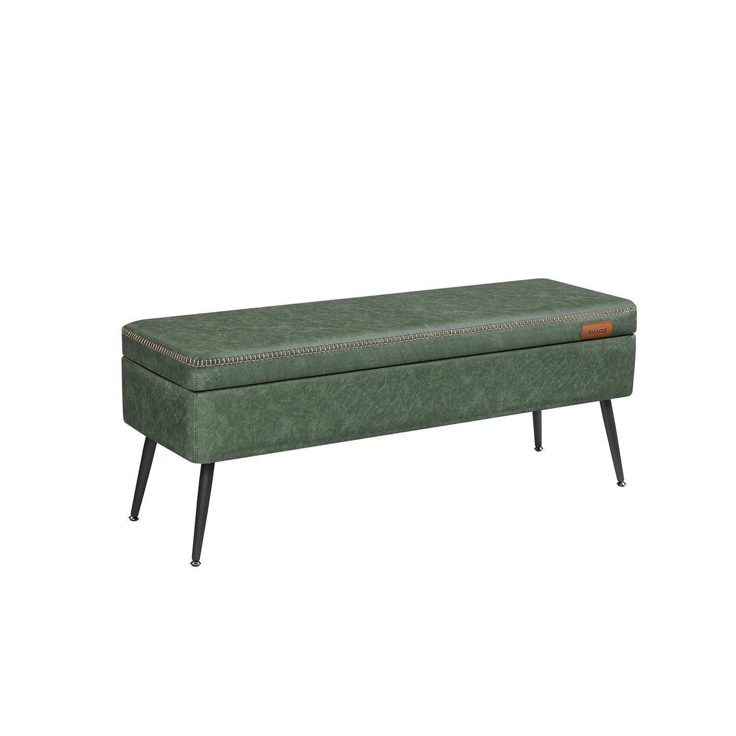 EKHO Collection - Storage Ottoman Bench with Steel Legs, Forest Green FredCo