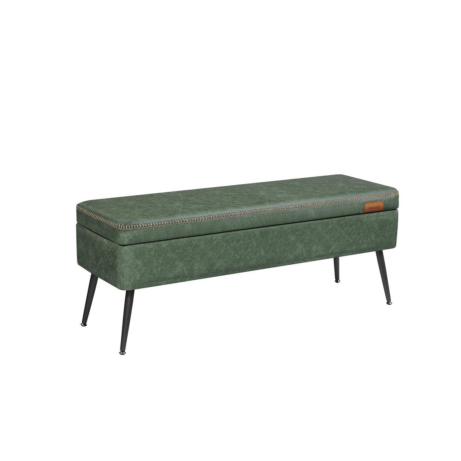 EKHO Collection - Storage Ottoman Bench with Steel Legs, Forest Green FredCo