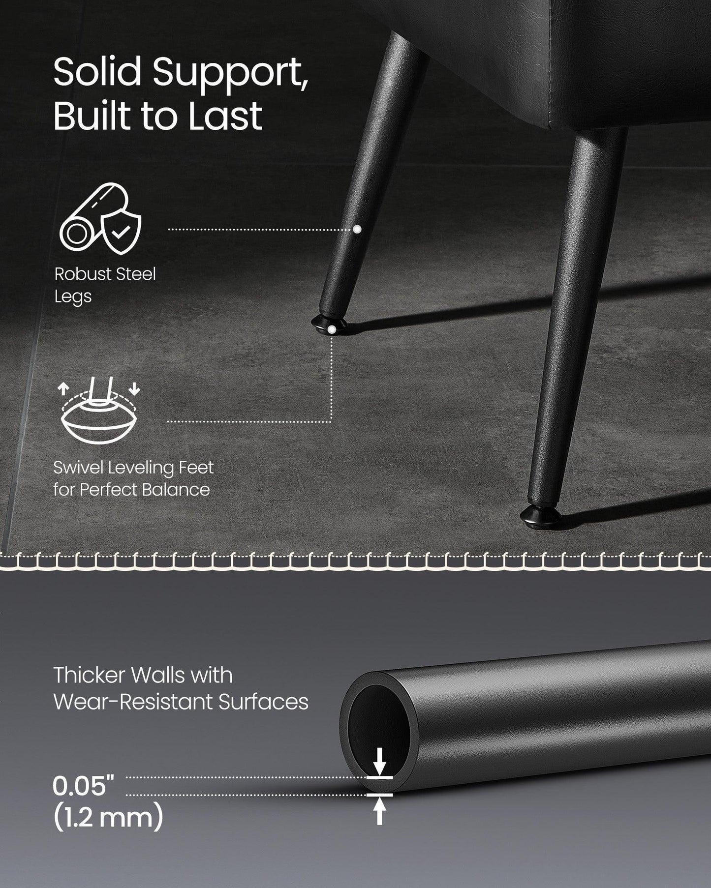 EKHO Collection - Storage Ottoman Bench with Steel Legs, Ink Black FredCo
