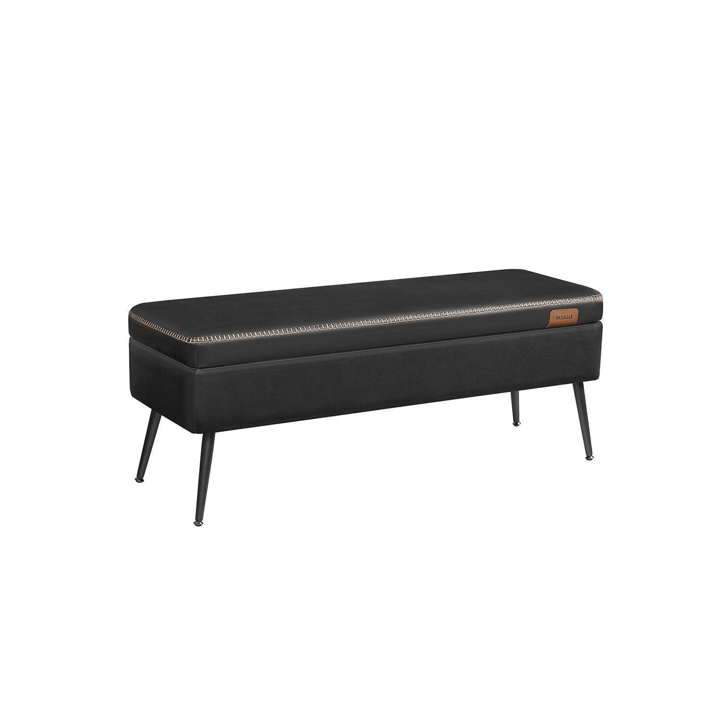 EKHO Collection - Storage Ottoman Bench with Steel Legs, Ink Black FredCo