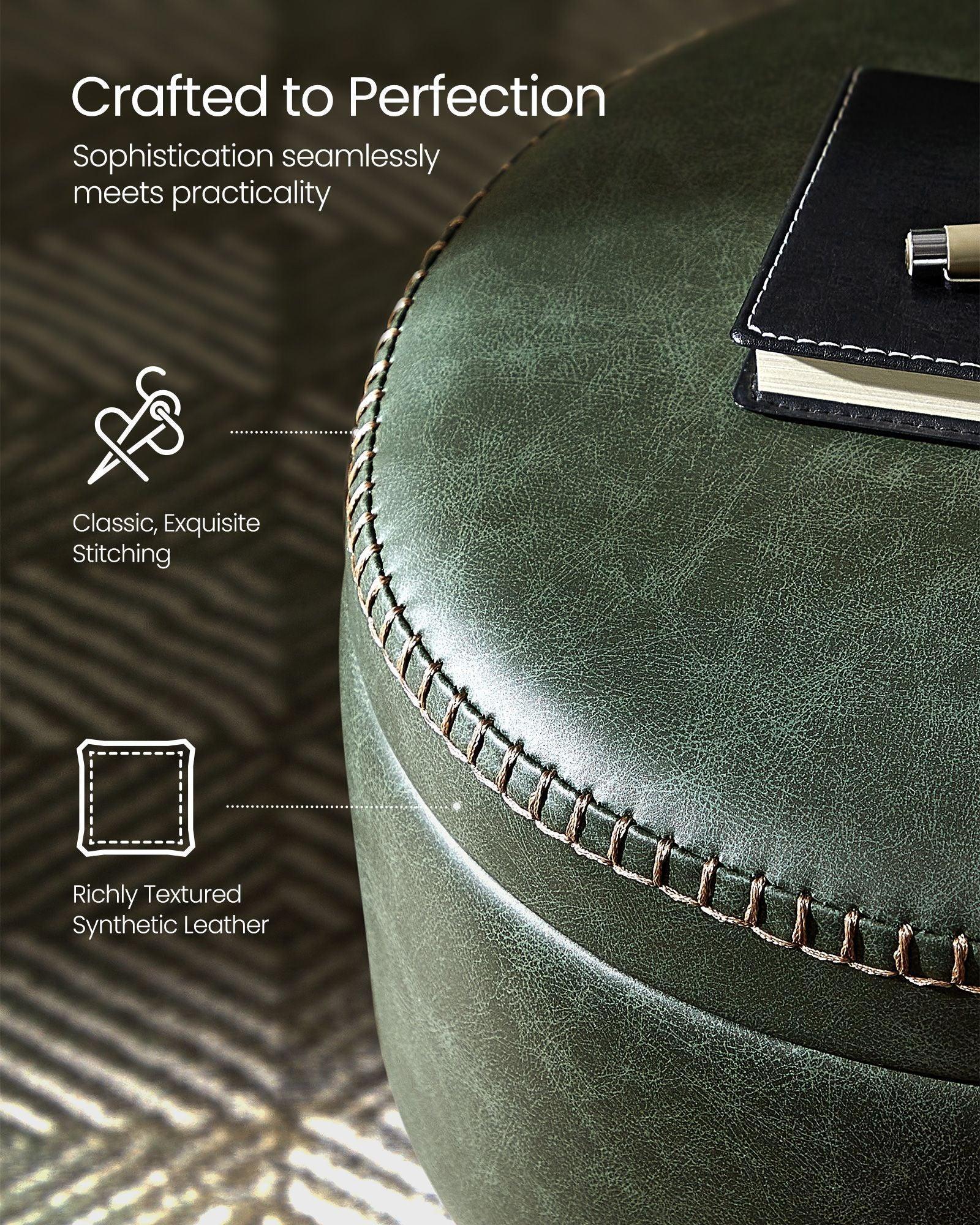 EKHO Collection - Storage Ottoman Vanity Stool, Forest Green FredCo