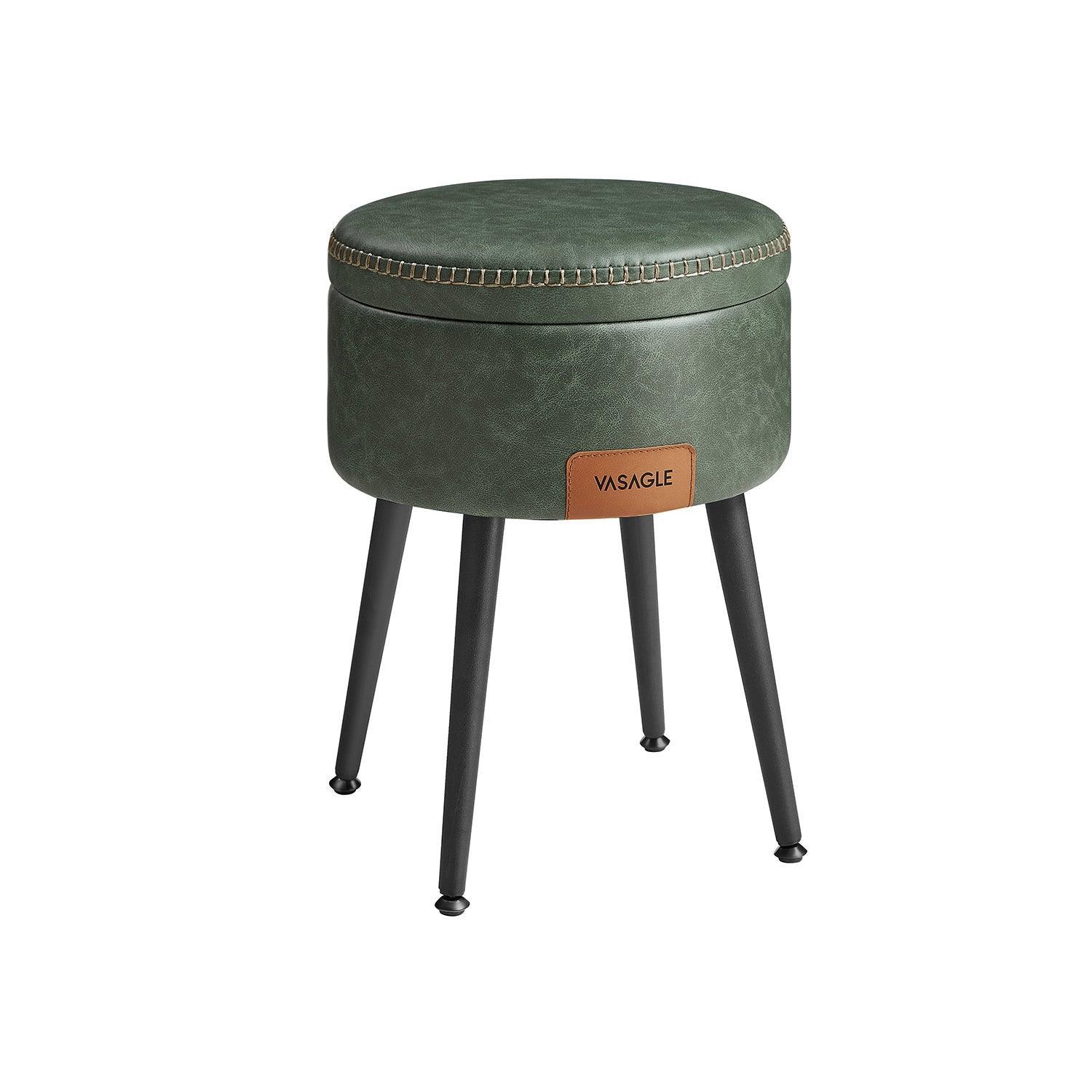 EKHO Collection - Storage Ottoman Vanity Stool, Forest Green FredCo