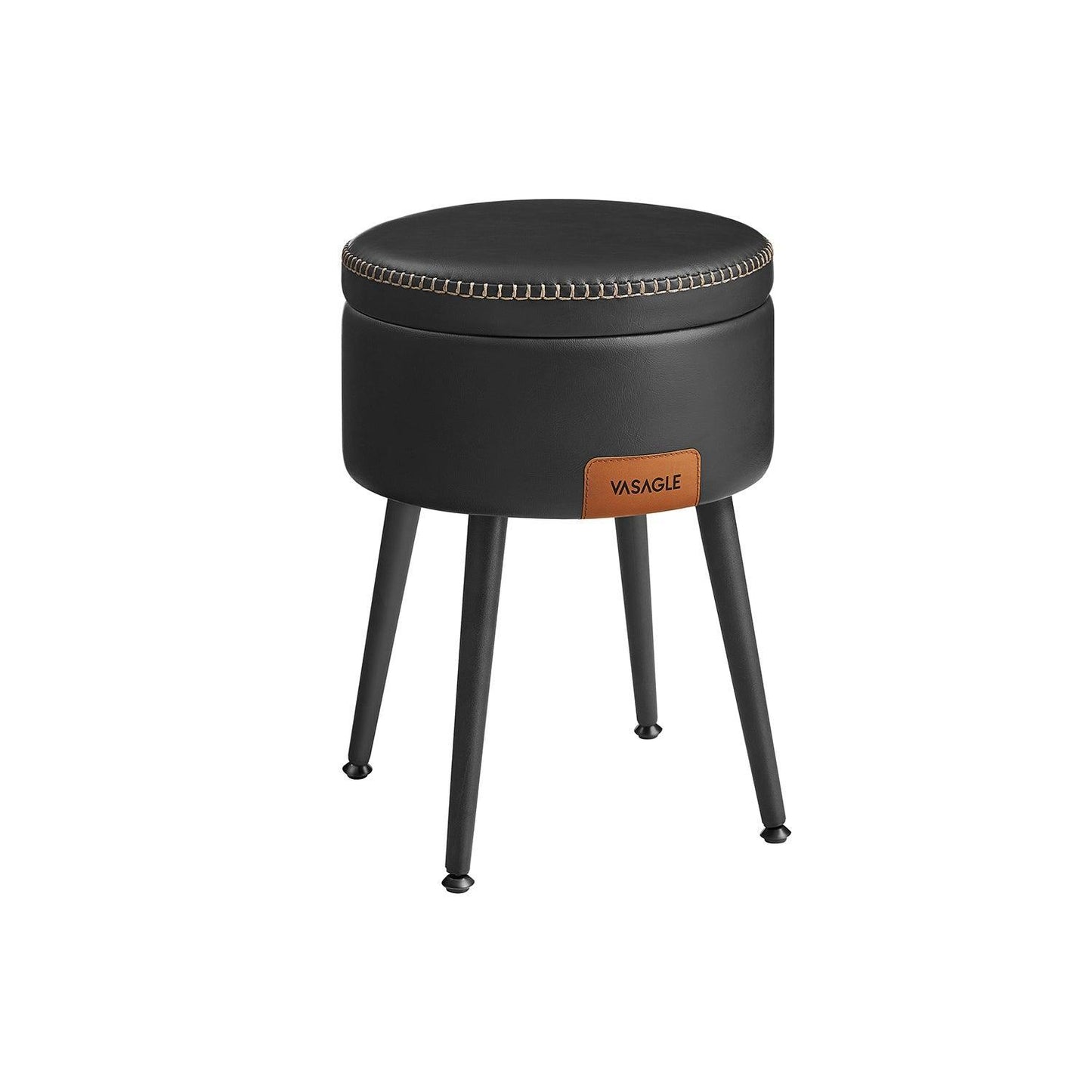EKHO Collection - Storage Ottoman Vanity Stool, Ink Black FredCo