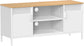 EKHO TV Stand, TV Cabinet for TV up to 55 Inches, TV Console with Doors, 3 Adjustable Shelves, Oak Color and White ULTS103W01 FredCo