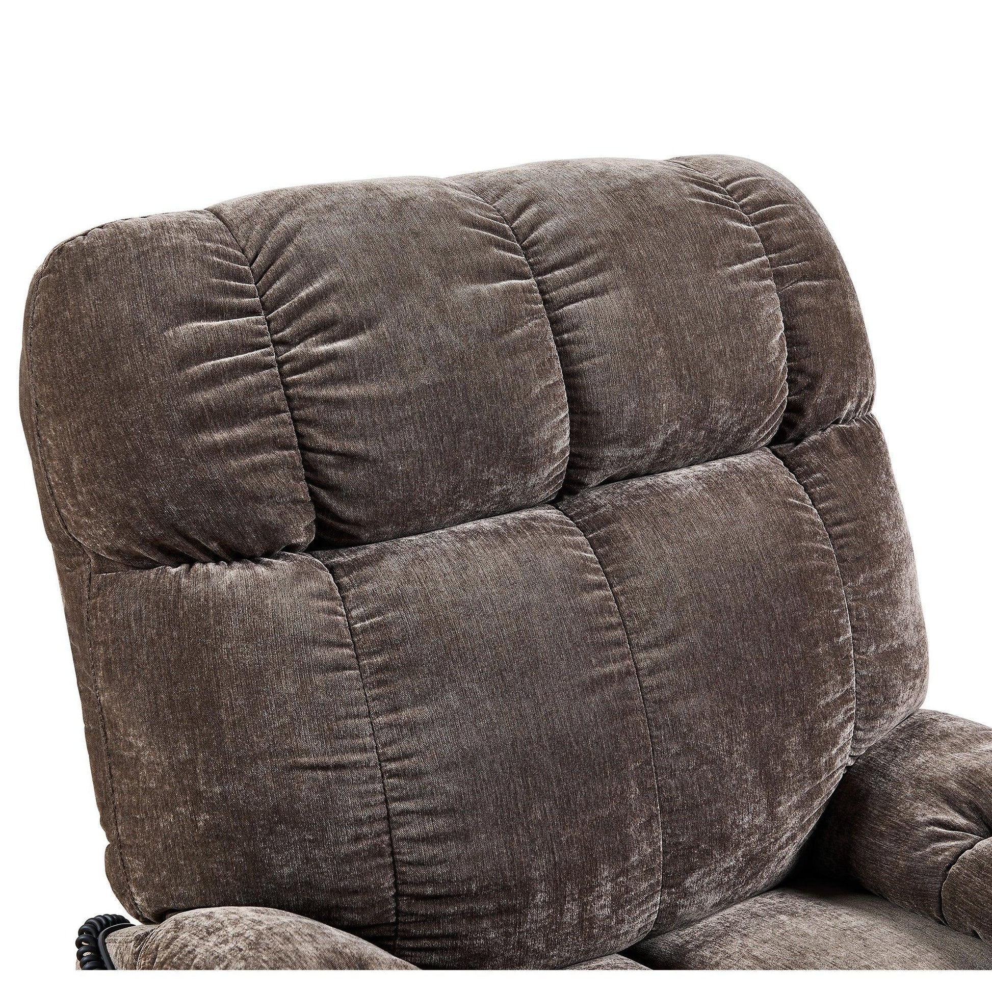 Electric Power Lift Recliner Chair with Massage, Heat, Phone Holder, and Integrated Cup Holders, Brown FredCo