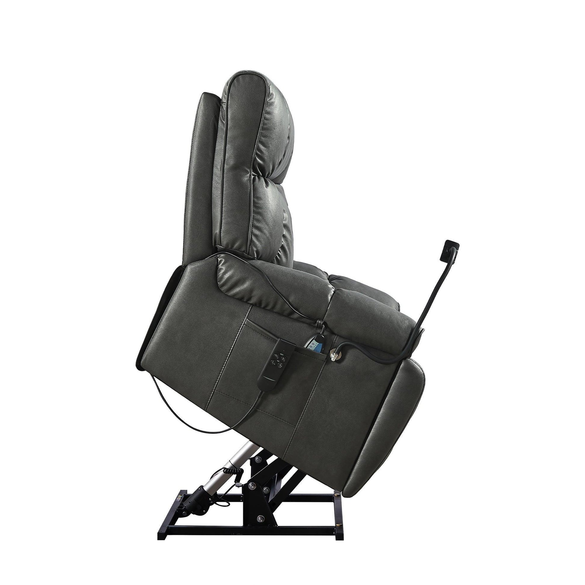 Electric Power Lift Recliner Chair with Massage, Heat, Phone Holder, and Integrated Cup Holders, Gray FredCo
