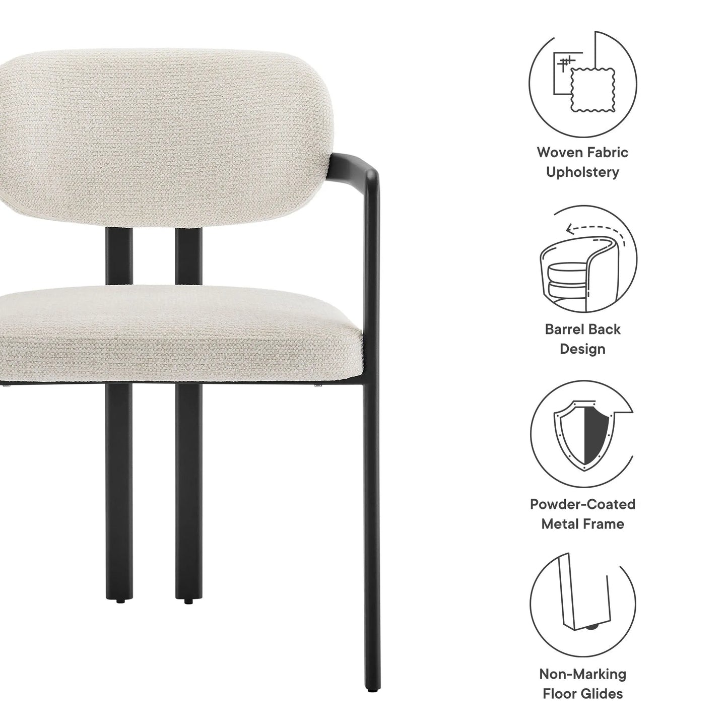 Elio Barrel Fabric and Metal Dining Chair by Modway EEI-7229 FredCo