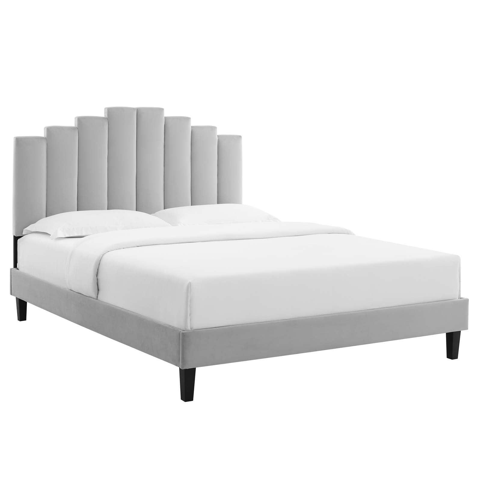 Elise Full Performance Velvet Platform Bed, MOD-6877 FredCo
