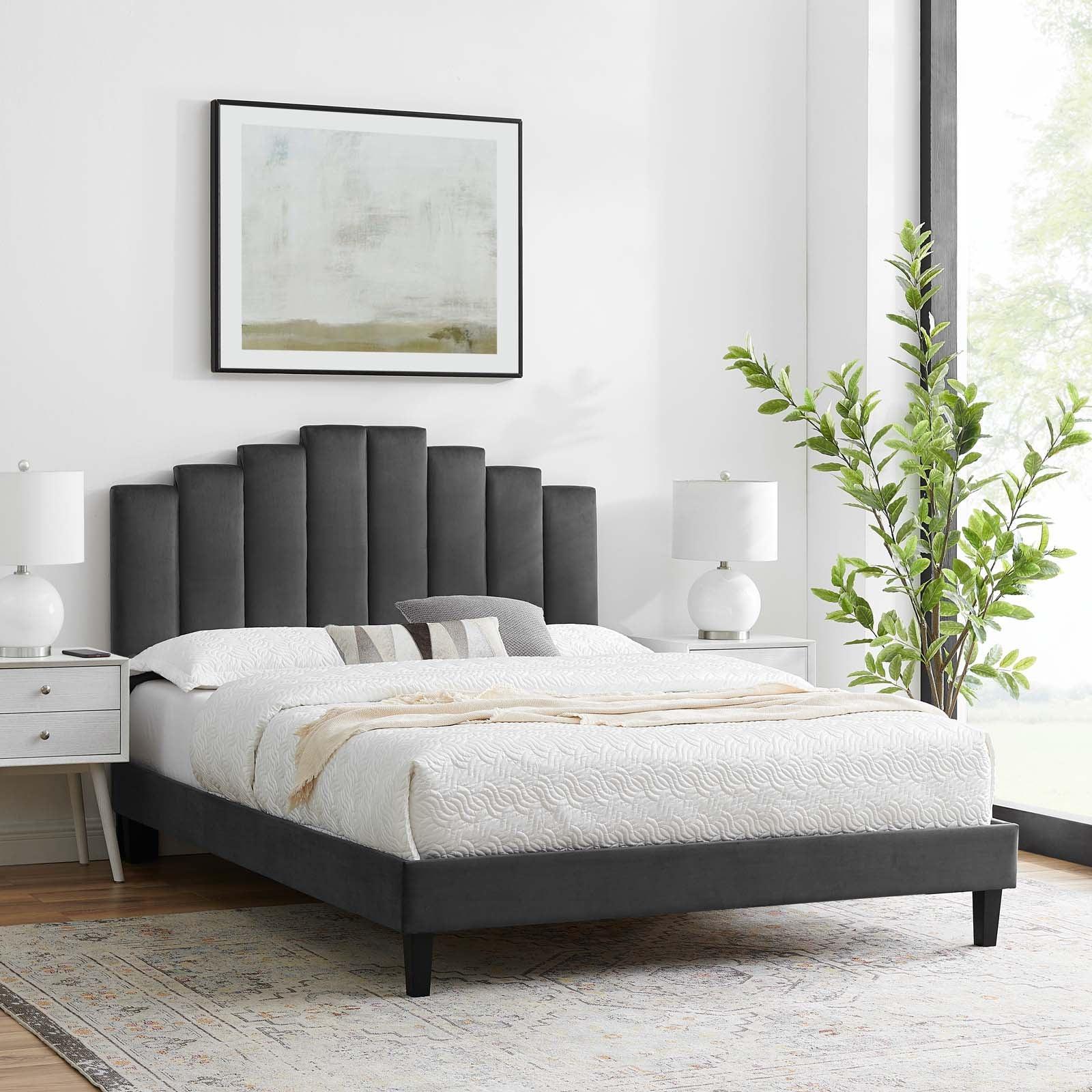 Elise Full Performance Velvet Platform Bed, MOD-6877 FredCo