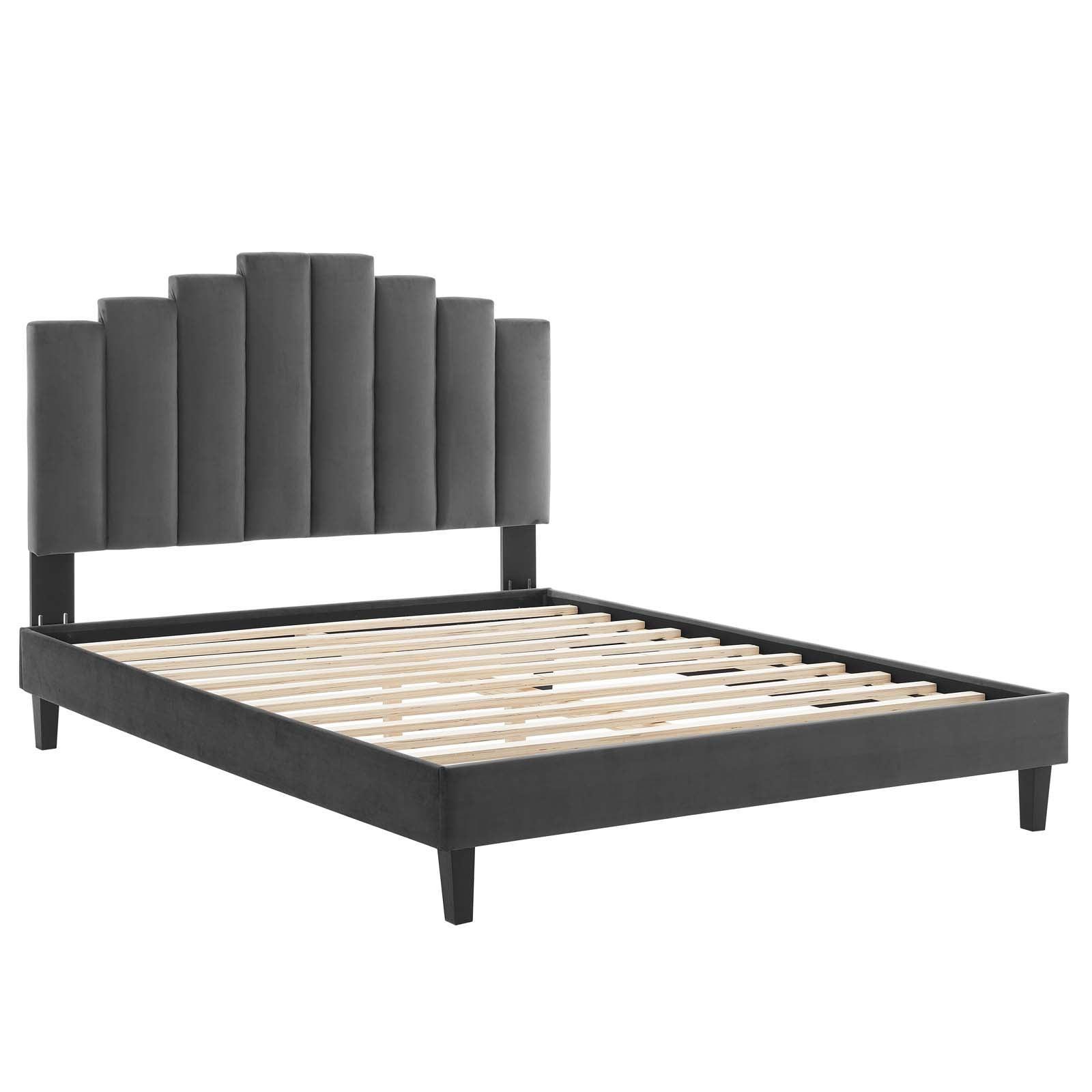 Elise Full Performance Velvet Platform Bed, MOD-6877 FredCo