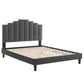 Elise Queen Performance Velvet Platform Bed, MOD-6692 FredCo