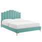 Elise Queen Performance Velvet Platform Bed, MOD-6693 FredCo