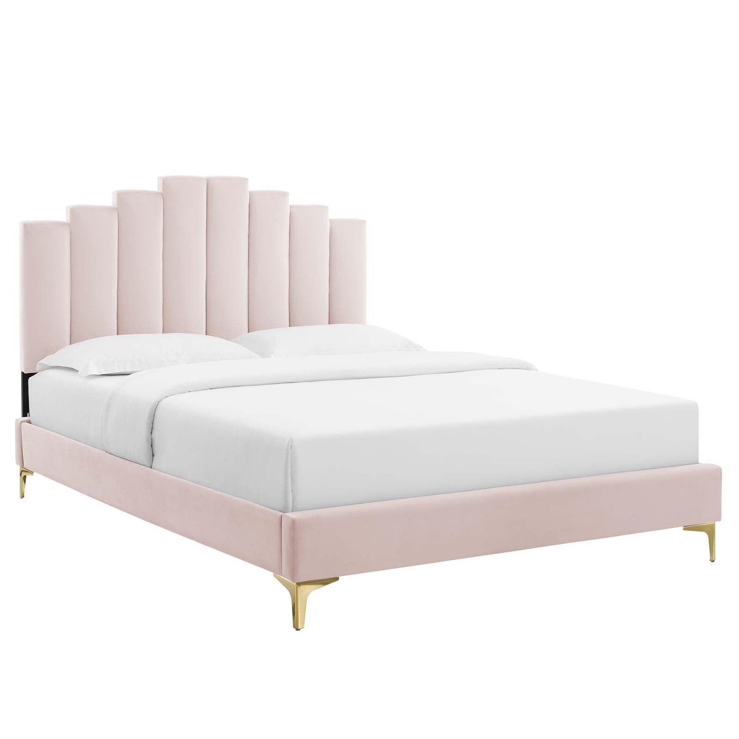 Elise Queen Performance Velvet Platform Bed, MOD-6693 FredCo