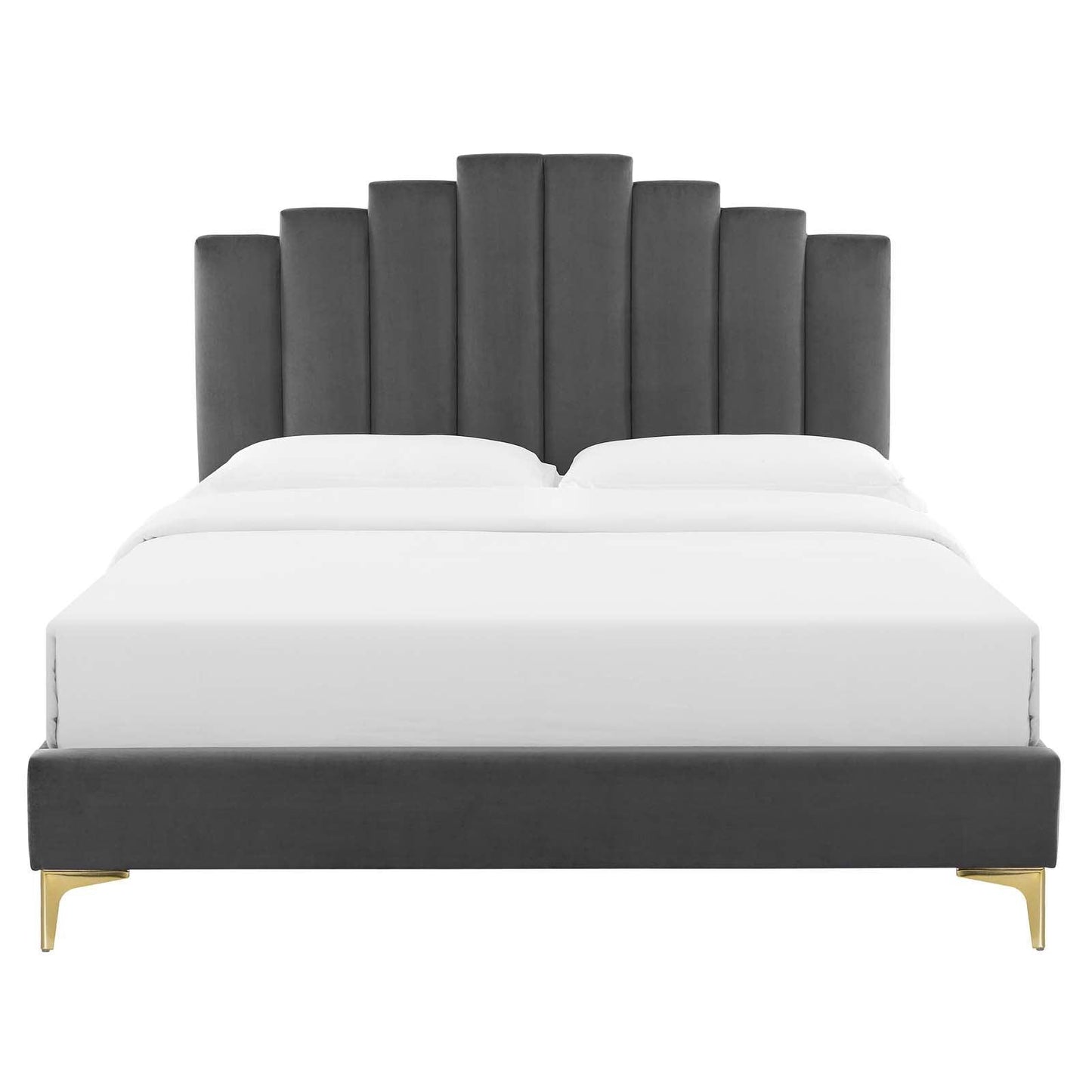 Elise Queen Performance Velvet Platform Bed, MOD-6693 FredCo