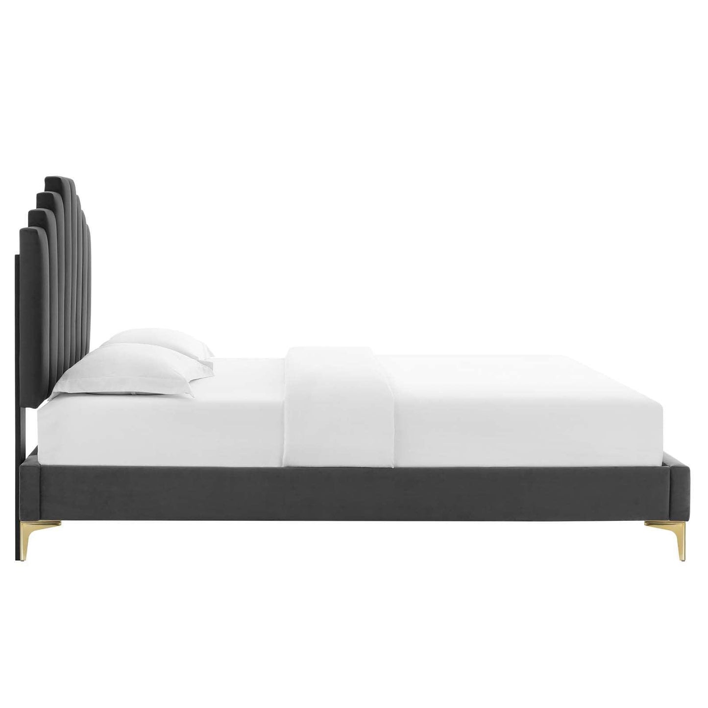Elise Queen Performance Velvet Platform Bed, MOD-6693 FredCo