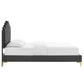 Elise Queen Performance Velvet Platform Bed, MOD-6693 FredCo