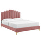 Elise Queen Performance Velvet Platform Bed, MOD-6693 FredCo
