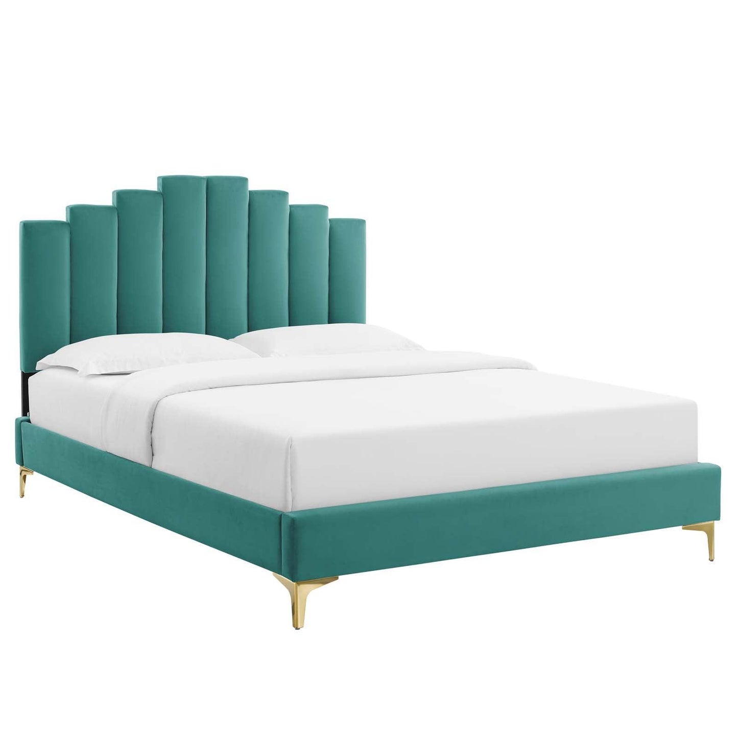 Elise Queen Performance Velvet Platform Bed, MOD-6693 FredCo