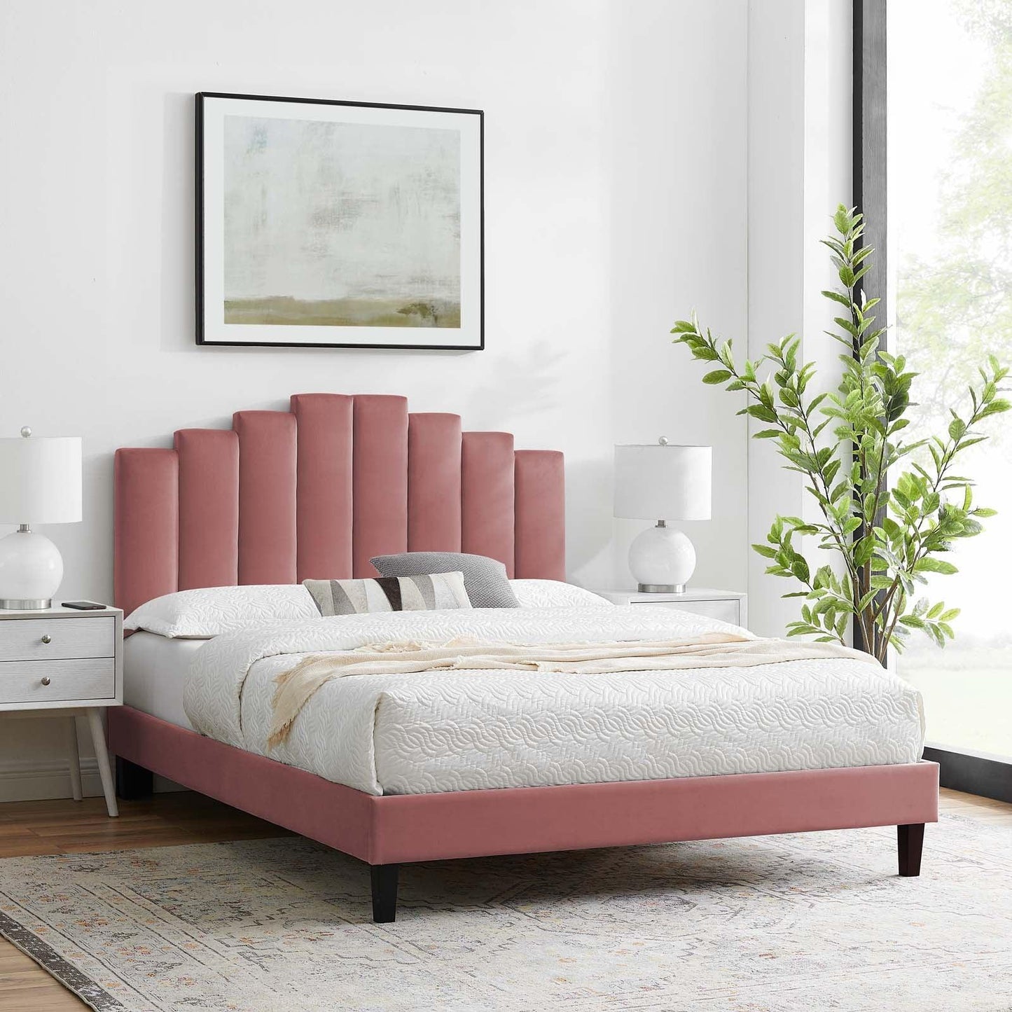Elise Twin Performance Velvet Platform Bed, MOD-6876 FredCo