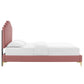 Elise Twin Performance Velvet Platform Bed, MOD-6879 FredCo