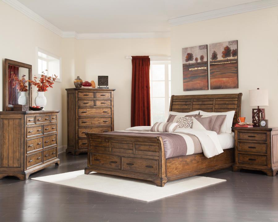 Elk Grove Storage Bedroom Set Vintage Bourbon Coaster Queen, 4 Piece FredCo