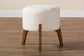 Elkie Japandi Cream Boucle Fabric and Walnut Brown Finished Wood Ottoman Footstool FredCo