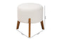 Elkie Japandi Cream Boucle Fabric and Walnut Brown Finished Wood Ottoman Footstool FredCo