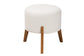 Elkie Japandi Cream Boucle Fabric and Walnut Brown Finished Wood Ottoman Footstool FredCo
