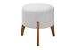 Elkie Japandi Light Grey Boucle Fabric and Walnut Brown Finished Wood Ottoman Footstool FredCo