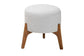 Elkie Japandi Light Grey Boucle Fabric and Walnut Brown Finished Wood Ottoman Footstool FredCo
