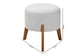 Elkie Japandi Light Grey Boucle Fabric and Walnut Brown Finished Wood Ottoman Footstool FredCo