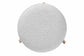 Elkie Japandi Light Grey Boucle Fabric and Walnut Brown Finished Wood Ottoman Footstool FredCo