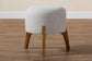 Elkie Japandi Light Grey Boucle Fabric and Walnut Brown Finished Wood Ottoman Footstool FredCo